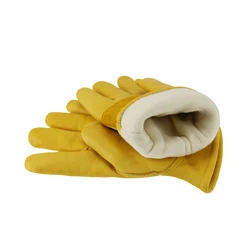 OLSON DEEPAK-Gants de travail thermiques pour hommes et femmes, cuir de vachette, gants de travail doublés sourire, moto, froid, hiver