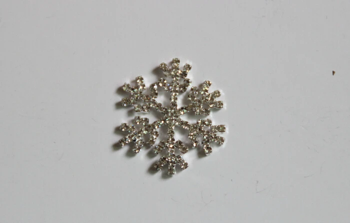 Free Shipping Wholesale 1.2'' Flatback Snowflake Rhinestone Button For Hair Flower Christmas Gift 60pcs/lot BYM1011