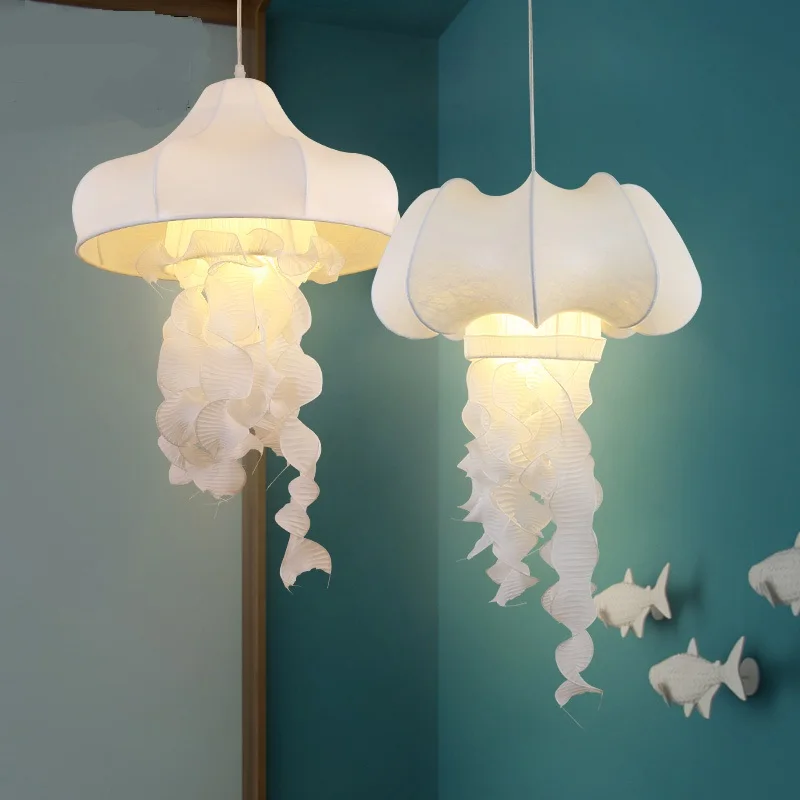 white cloth hone lighting lamps  Silk fabric Jellyfish pendant lights Art Cafe decorative corridor restaurant clothing  ZA ZS93