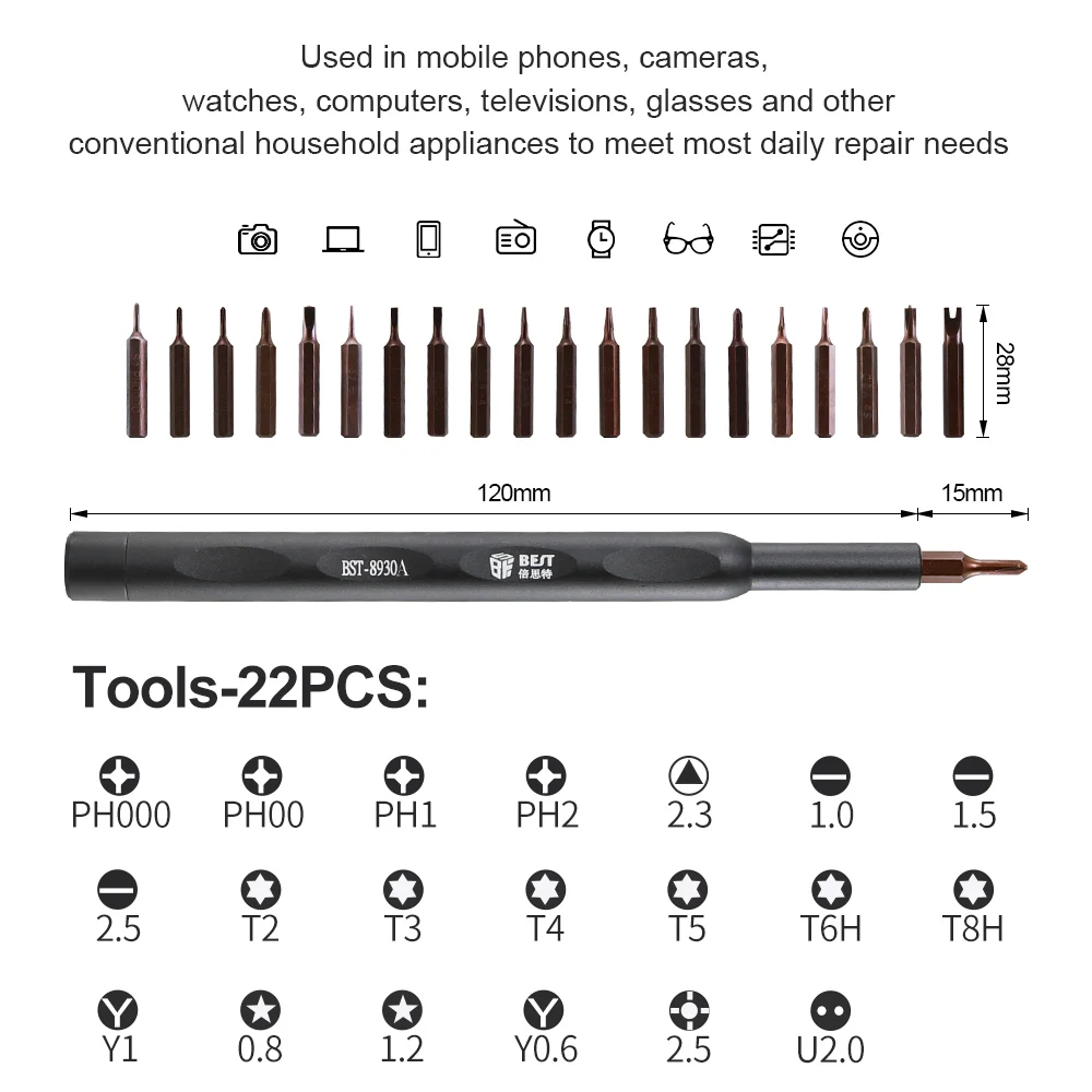 BST magnetic bit 22 in 1 kit di strumenti di riparazione professionale set di cacciaviti di precisione multifunzionali per iPhone,Mac,Laptop