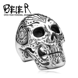 Beier new store 316L Stainless Steel ring Flower Garden Exclusive men  skull ring personality Fashion jewelry LLBR8-150R