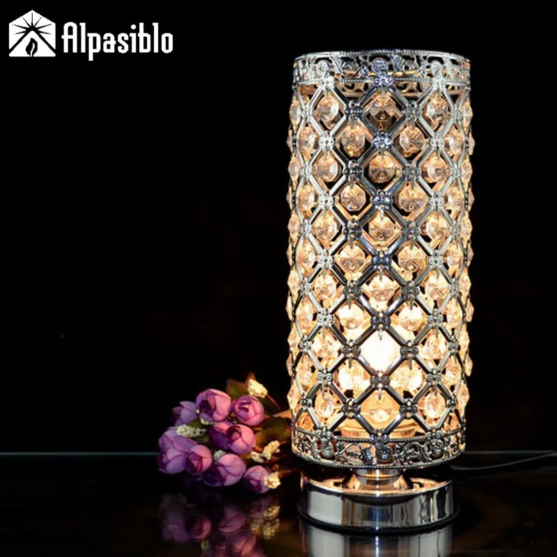 

Modern Small crystal Table lamps brief bedroom bedside desk lamp crystal table light K9 Crystal night lights silver golden lamp