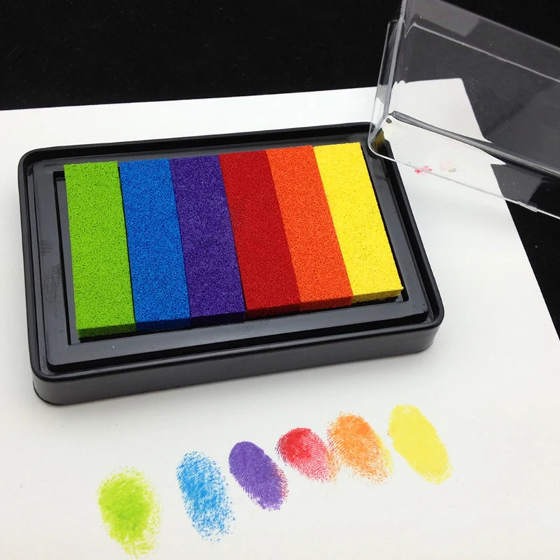 Rainbow Multicolor Ink Pad Oil Based for Stamp Scrapbook Photo Album DIY Craft