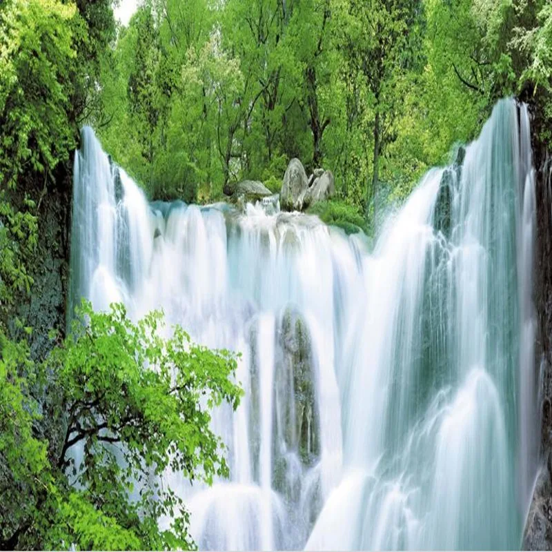 wellyu Custom large - scale murals water Health Choi large waterfall TV backdrop 3D background non - woven wallpaper