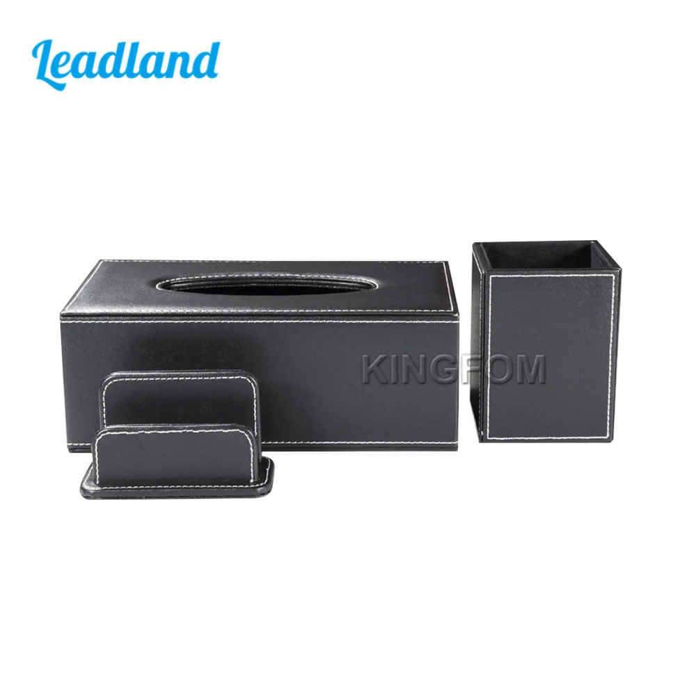 Modern Office Desktop Stationery Desk Organizer Set Tissue Box Cover Square Pen Holder Business Card Holder Stand