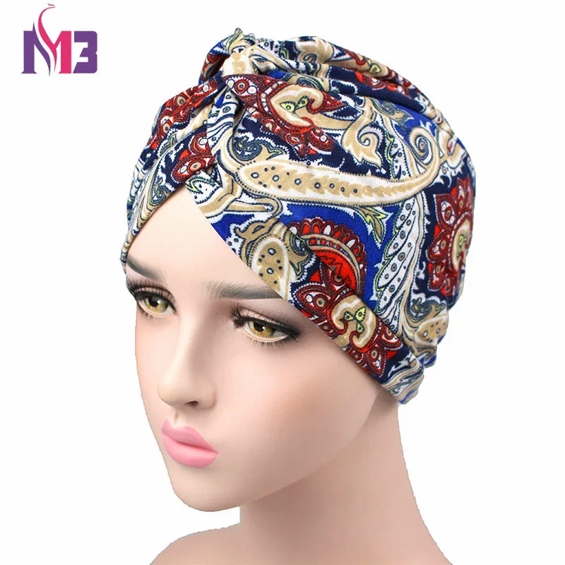 Spring Women Cotton Printing Turban Soft Headwear Twist Headband  Hair Accessories Bandana Hijab Turbante Hat