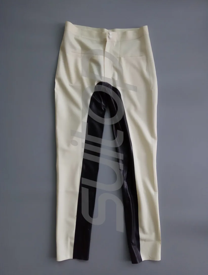 Men 's nature latex trousers in white and black