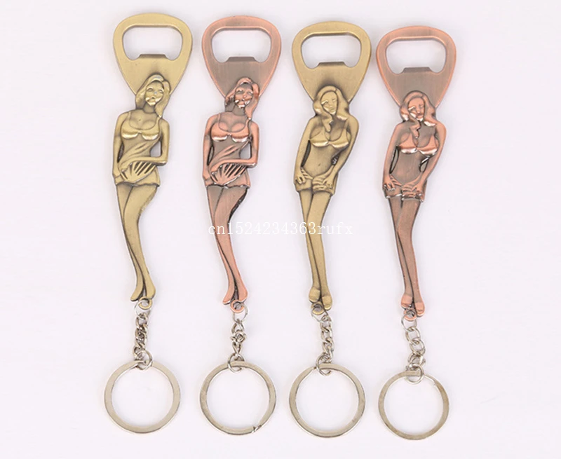 100pcs Beauty Beer Bottle Openers Keychain Beautiful Woman Wine Bottle Openers Female Shaped Keyring Key Rings