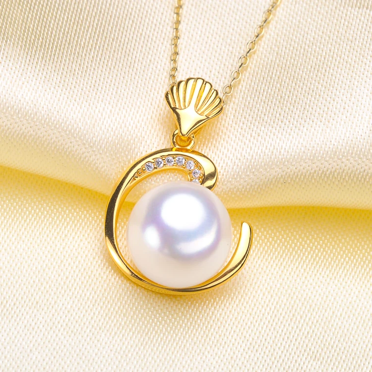 

Moon Style With Shell Design Pendant Holder S925 Sterling Silver Pendant Components Silver&Gold Color 3Pcs/Lot