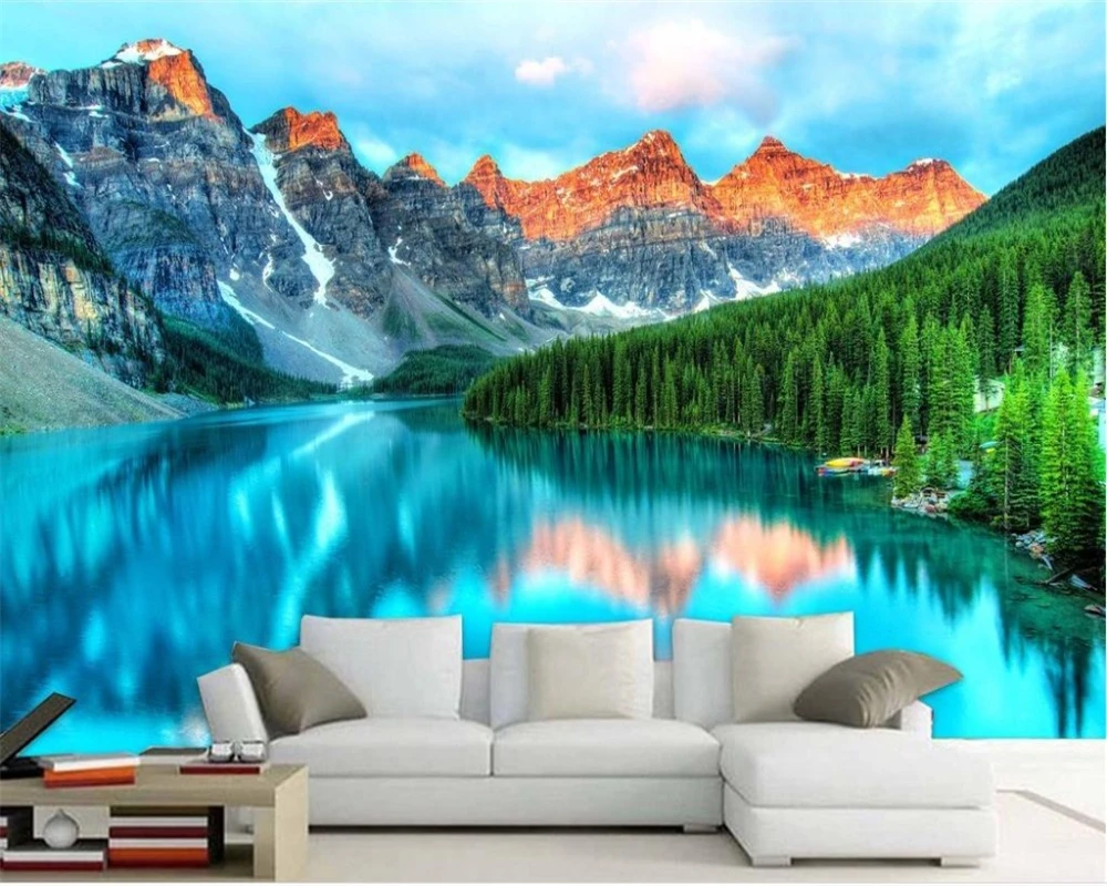 

Custom wallpaper HD landscape beautiful minimalist European 3d nature Lake water wallpaper hotel decoration mural beibehang