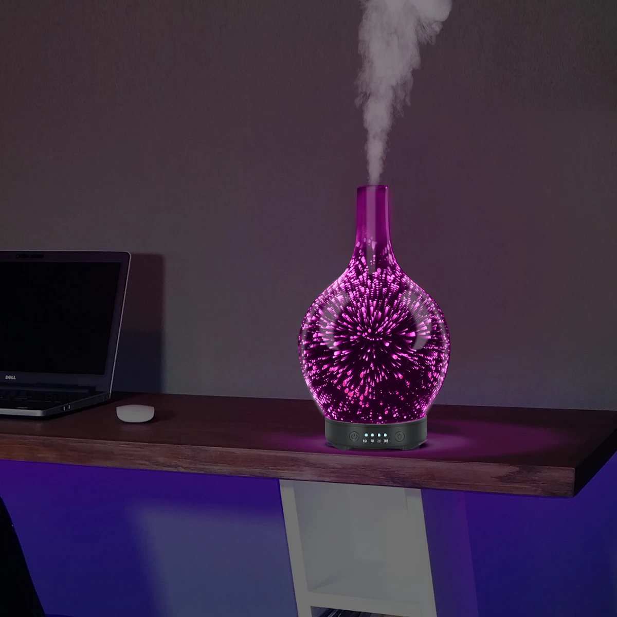 Diffusore di olio essenziale di aromaterapia diffusore di aromi in vaso di vetro 3D cambio e spegnimento automatico senza acqua umidificatore a nebbia fredda