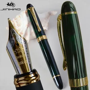 Iraurita Fountain Pen Jinhao X450 Dark Green and Golden 18 kgp 0.7mm Broad nibフルメタルブルーレッド21色とインクJinhao 450 6ベストセールスゴールデンペン-6