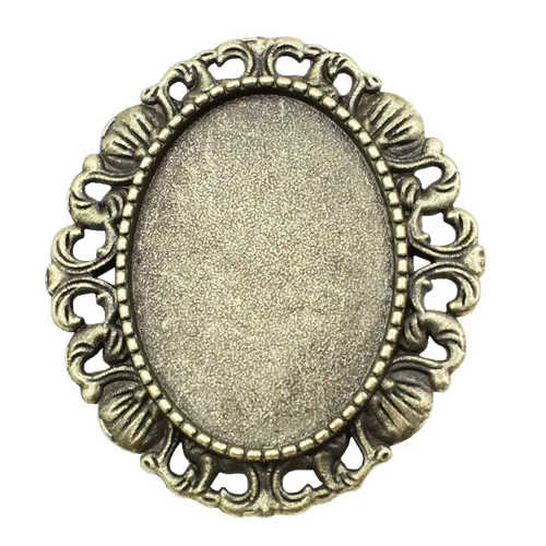 Fit 18x25mm Antique Silver Bronze Cameo/Glass/Cabochon Frame bezel Settings,Brooch,DIY Accessory Base Charm 5pcs/lot K04641