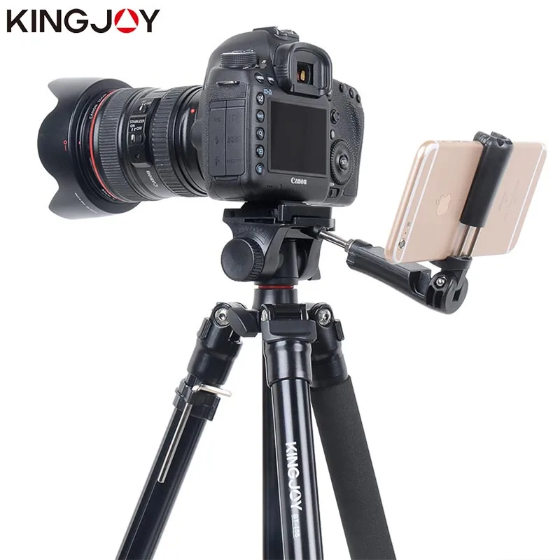 KINGJOY Light Weight Tripod Portable Aluminum Camera Monopod Stand With Selfie Stick Holder For Mobile Phone, DSLR and Camcorder