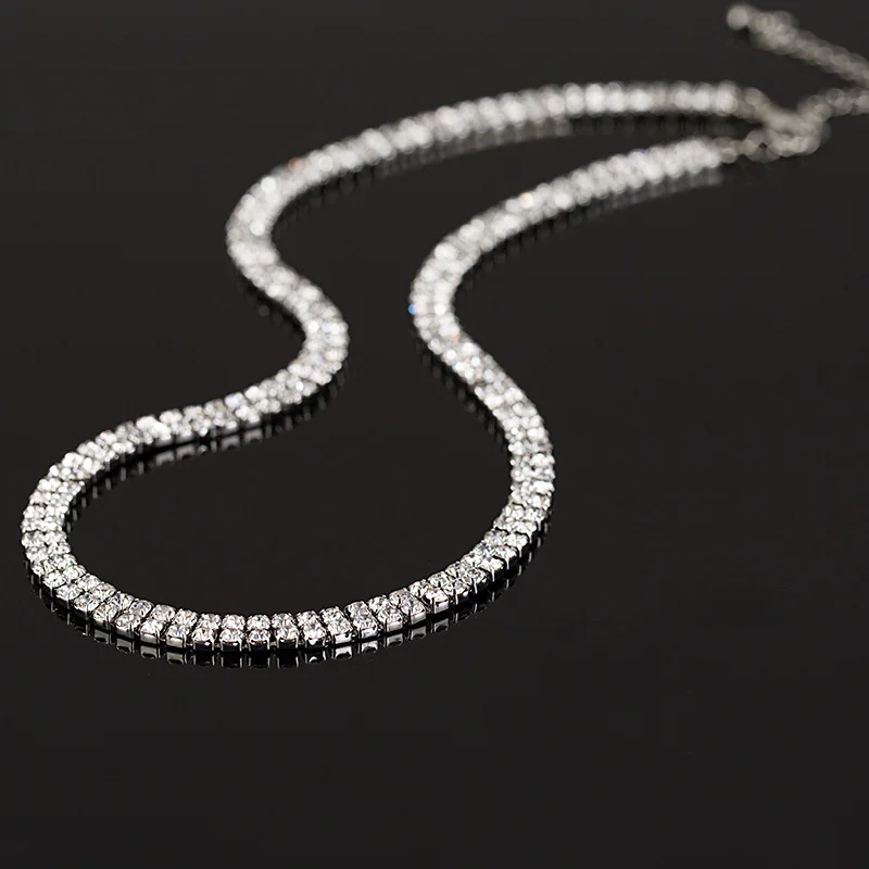 Women Sparkling Rhinestone Crystal Necklace Earrings Set Charm Wedding Bridal Jewelry Set Charms Jewelry Wholesale Gifts #N164