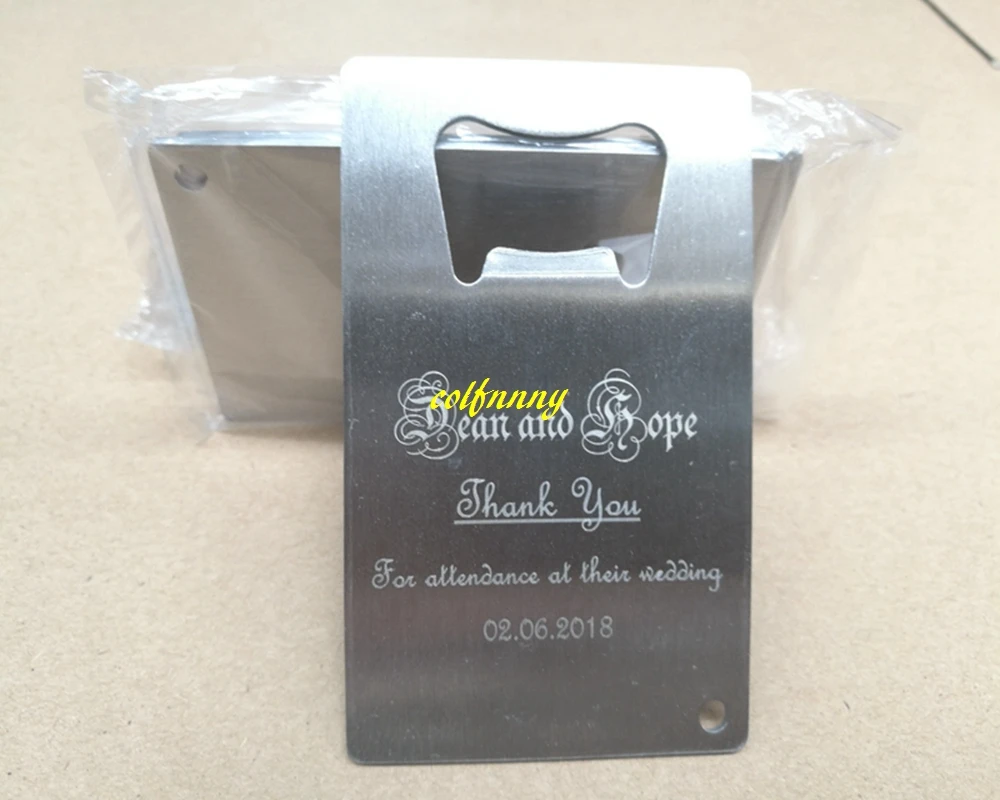 100pcs/lot Fast Shipping Wallet Size Stainless Steel Credit Card Bottle Opener Business Card Beer Openers Can customize Logo