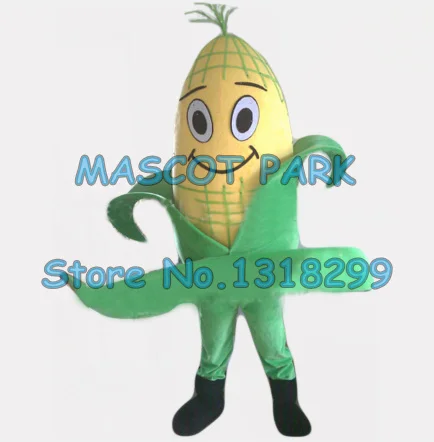 Mascotte verte pour aliments, maïs, costume de taille adulte, thème de dessin animé, plante de maïs, costumes publicitaires, robe fantaisie de vacances d'automne