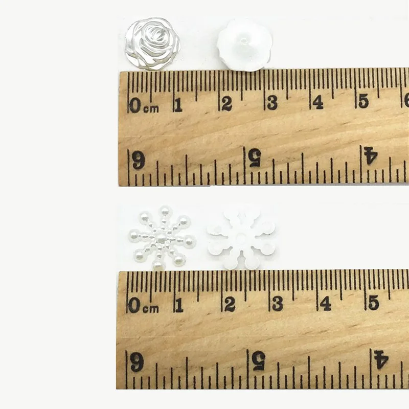 15mm Snowflake Beads White Ivory ABS Imitation Pearl 10mm Rose Flower Cabochon Pearls DIY Crafts Women Jewelry Decoration 50pcs