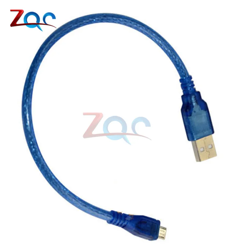 Cable de carga de datos USB 2,0 A macho de 30cm A Micro USB de 5 pines macho