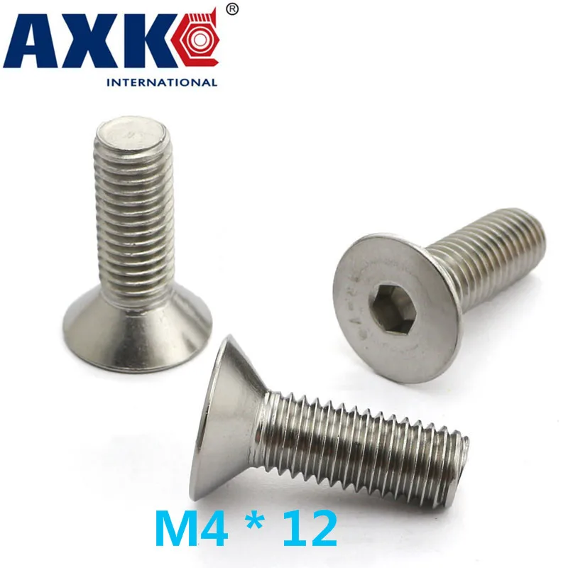 2023 Stainless Steel Rod  Bolt Axk 30pcs Authentic 304 Stainless Steel Countersunk Head Allen Screw Flat Bolts M4*12