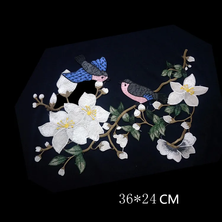 magpie ascends the plum Embroidery patch The plum blossom applique patches for cloth , 3 color