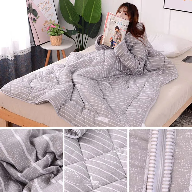 Multifunction Lazy Quilt with Sleeves Winter Warm Comfortable Thickened Washed Quilt Blanket Cute and interesting Girlfriend gif