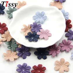 30PCS DIY Small Exquisite Leather Flowers Handmade Artificial Flower Head Wedding Decor Scrapbooking Craft Fake Flower Supplies