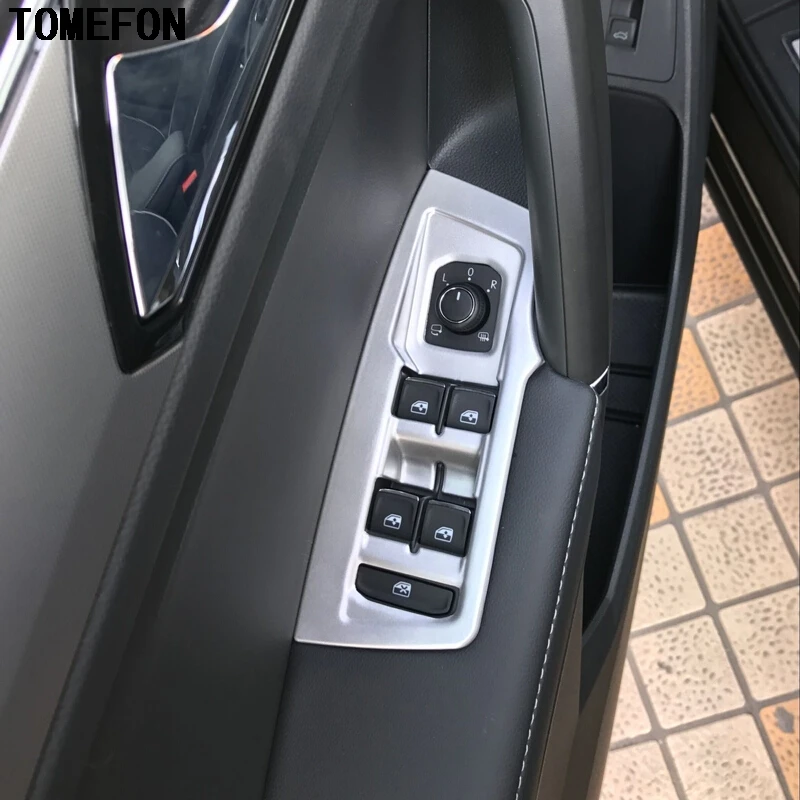 For Volkswagen VW Tiguan Second Generation 2017 2018 ABS Matte Inner Door Window Switch Cover Trim 5pcs Left Hand Drive Only