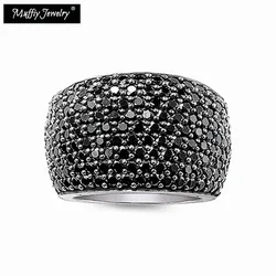 Cocktail Ring Black CZ Pave 925 Sterling Silver 9 Rows Black Zirconia Europe Styling Fine Jewerly Classic Gift For Man Woman