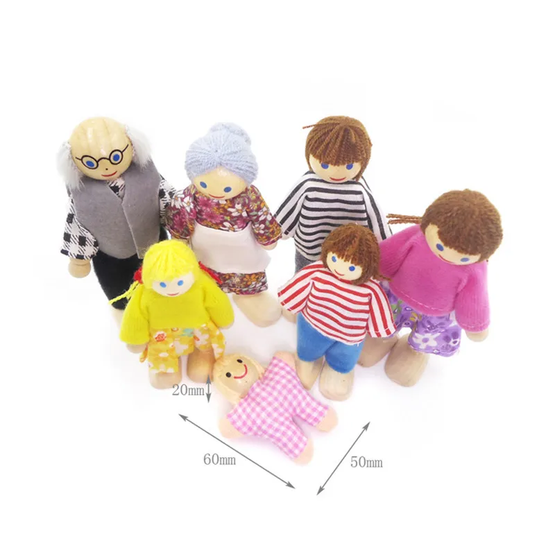 1:12 wooden dolls for dollhouse girls furniture toy family pretend play toys miniature Baby doll for children gifts