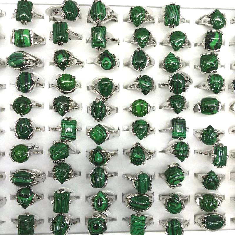 50pcs Malachite Rings Mixed Size For Women Cheap Rings For Promotion