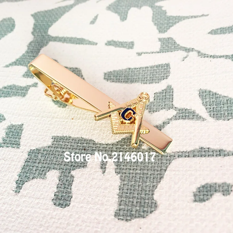 Freemason Blue Lodge Ties Clips Masonic Fashion Men\'s Neck Tie Clip Bar Masonry Square and Compass G Masons