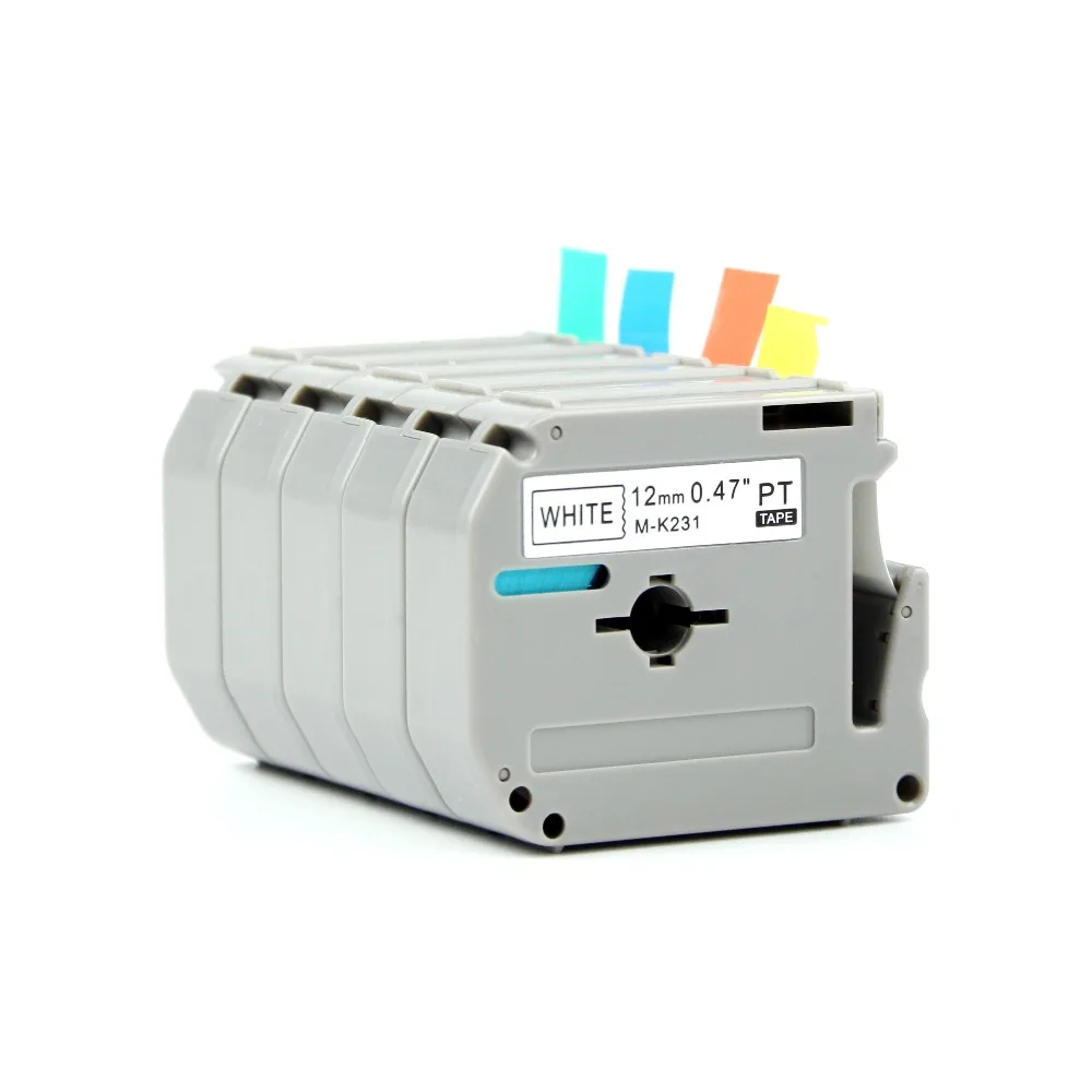 

40PK mix colors Compatible P-touch label tape M-K231 Black on White M tape for PT100, PT110, PT printer MK431 MK531 MK631 MK731