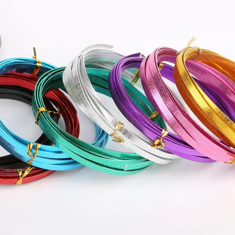 3m 12Color Width 5mm Thickness 1MM Flat Shape knurling Aluminum wire Soft Metal Floristry wire For Handmade Accessories