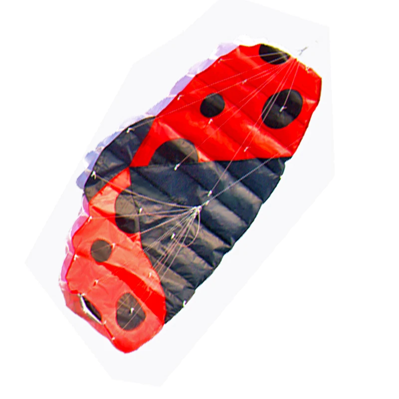 New High Quality 1.4m Ladybug Dual Line Parafoil Parachute Kites Sports Beach With Kite Handle and String Easy to Fly