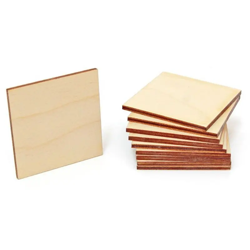 

set of 50pcs Wooden Square (5cm) blank Unpainted Shape Craft Gift unfinished wood