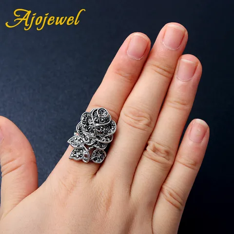 Кольцо с розой Ajojewel из цинкового сплава — фото устройства