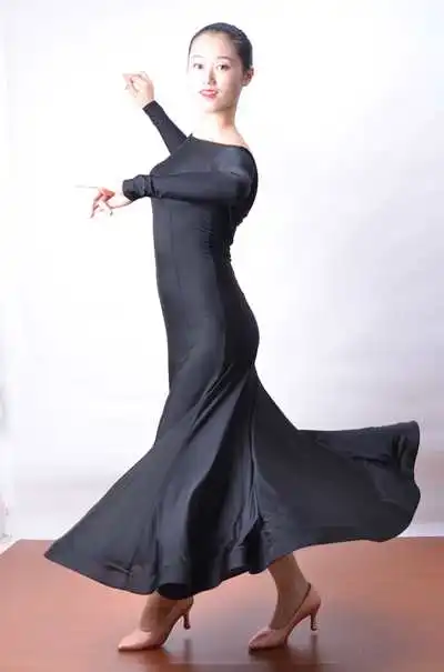 

Exotic dance modern dance halter neck long sleeve pocket put modern dance skirt dress W13010
