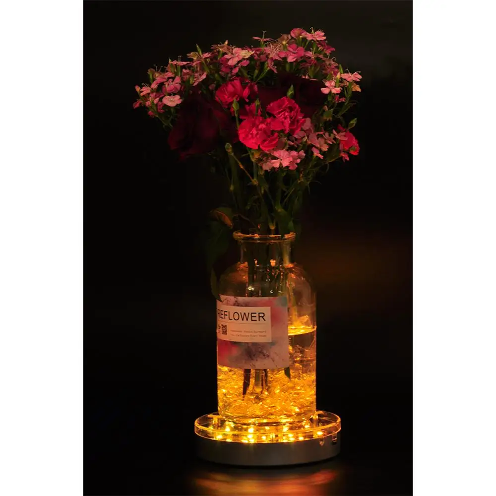 Rechargeable Battery Operated RGB 16 Colors 6 Inch Vase Base E Luminator LED Light Wedding Event Decor Vase Centerpiee Party