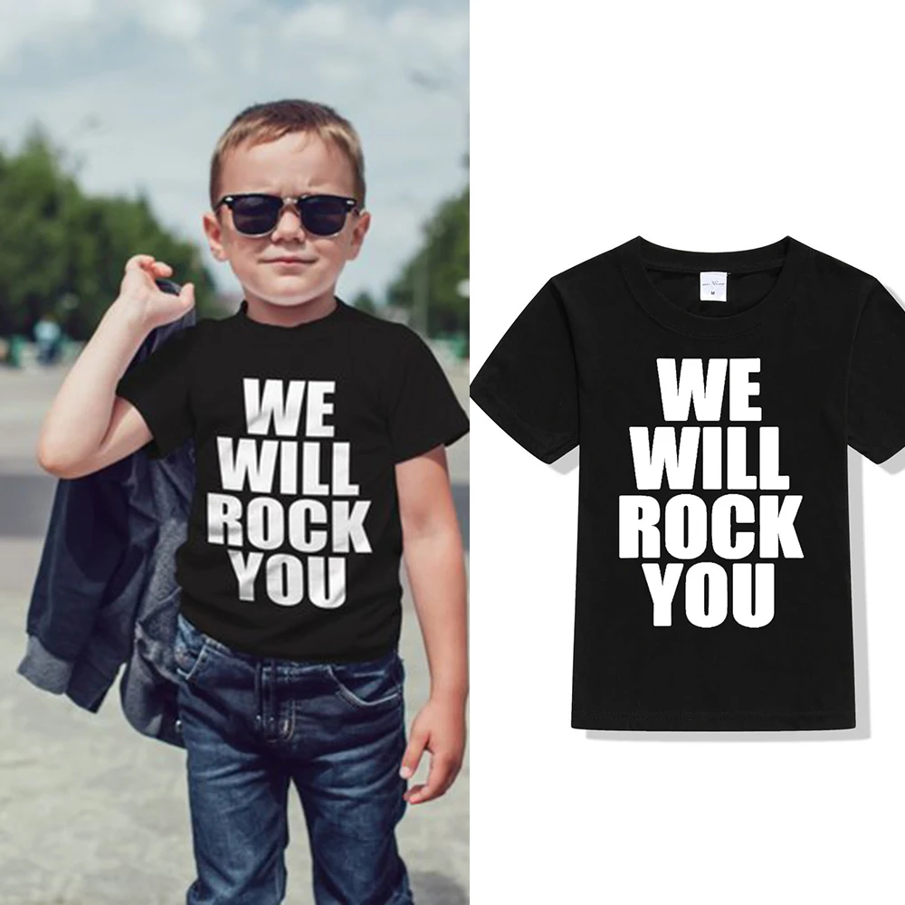 We Will Rock You Kids T Shirt Unisex Youth Short Sleeve Shirt Rock Anthem Childrens T-shirt Queen Kids Rocker Tshirt Tee Baby