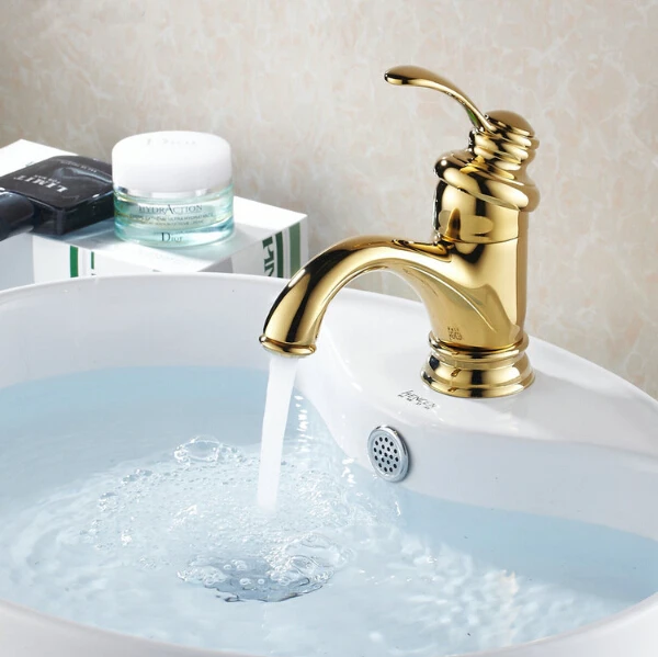 

Basin Faucets Golden Mixer Taps Single Handle Deck Mounted Torneira Banheiro Sink Faucet G1010