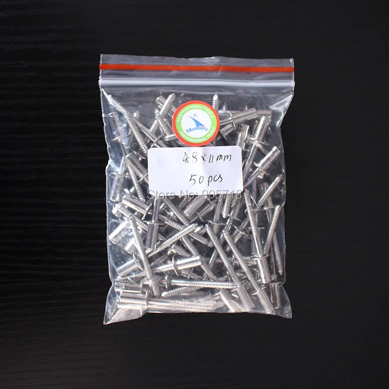 50 pezzi M4.8x11mm Rivetti con estremità chiusa Rivetti con rivetti cavi in acciaio inossidabile 304 Rivetti