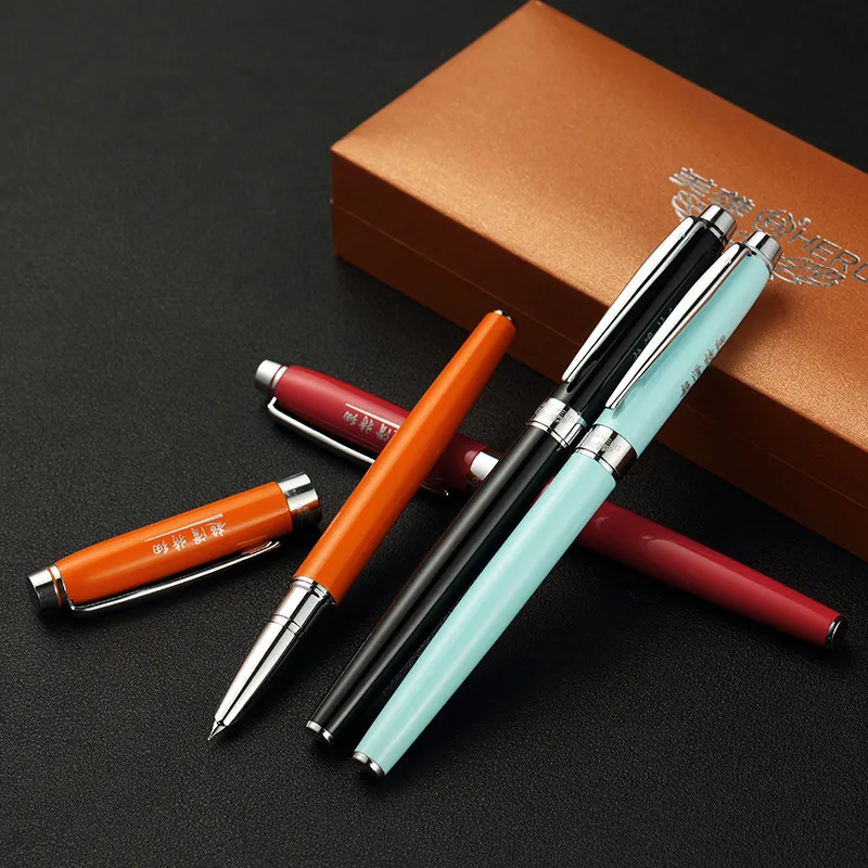 Fountain pen hero 3015a gentlewomen super smooth iridium  student pen ink 0.38mm tiny fine black orange red blue  FREE shipping