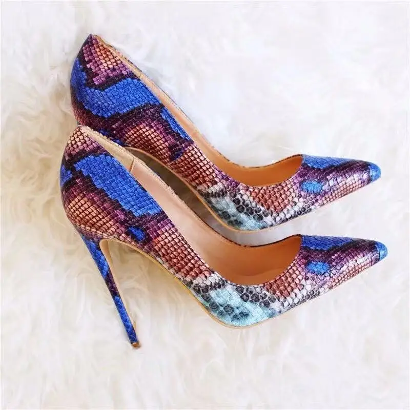 

Color Snake Printing high heel shoes women shoes Pointed Toe pumps Party wedding Woman Shoes size Stiletto 12CM 10CM 8CM