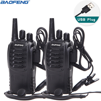 2pcs BaoFeng mini Walkie Talkie USB charger adapter BF-888S UHF 400-470MHZ two Way Radio Station Long Range portable Transceiver