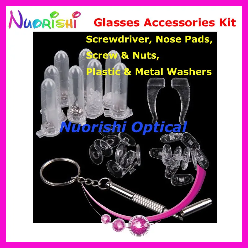 Nose Pad Screw Nut Washers Grommet Double Bushing Screwdriver Glasses Repair Tool Accessories Kit Set HDS05