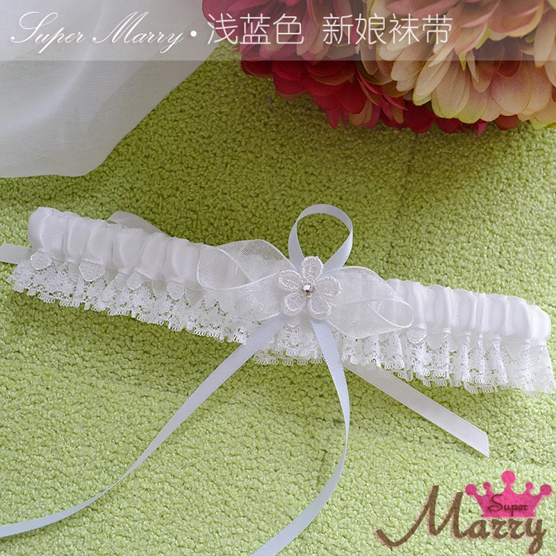 

Top Quality White Women Sexy Wedding Garter Small Lace Flower Rhinestone Bridal Garter Marriage Ceremony Decoration Accessories