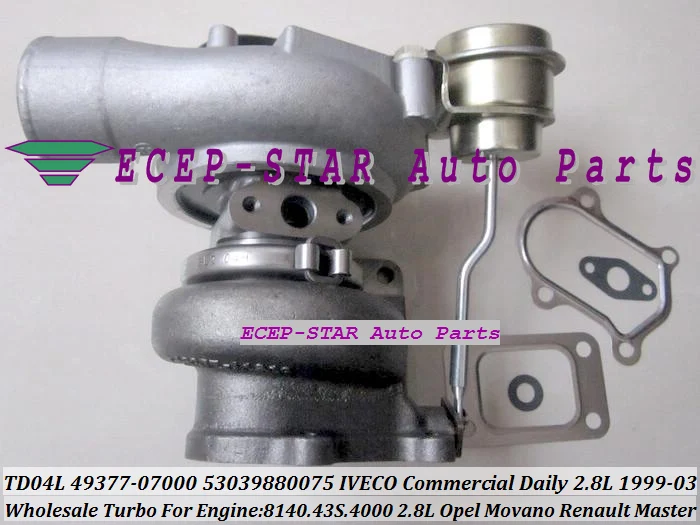 Free Ship TD04L 49377-07000 53039880075 53039880034 Turbo For IVECO Commercial Daily 2.8TD 1999-03 8140.43S.4000 2.8L 125HP