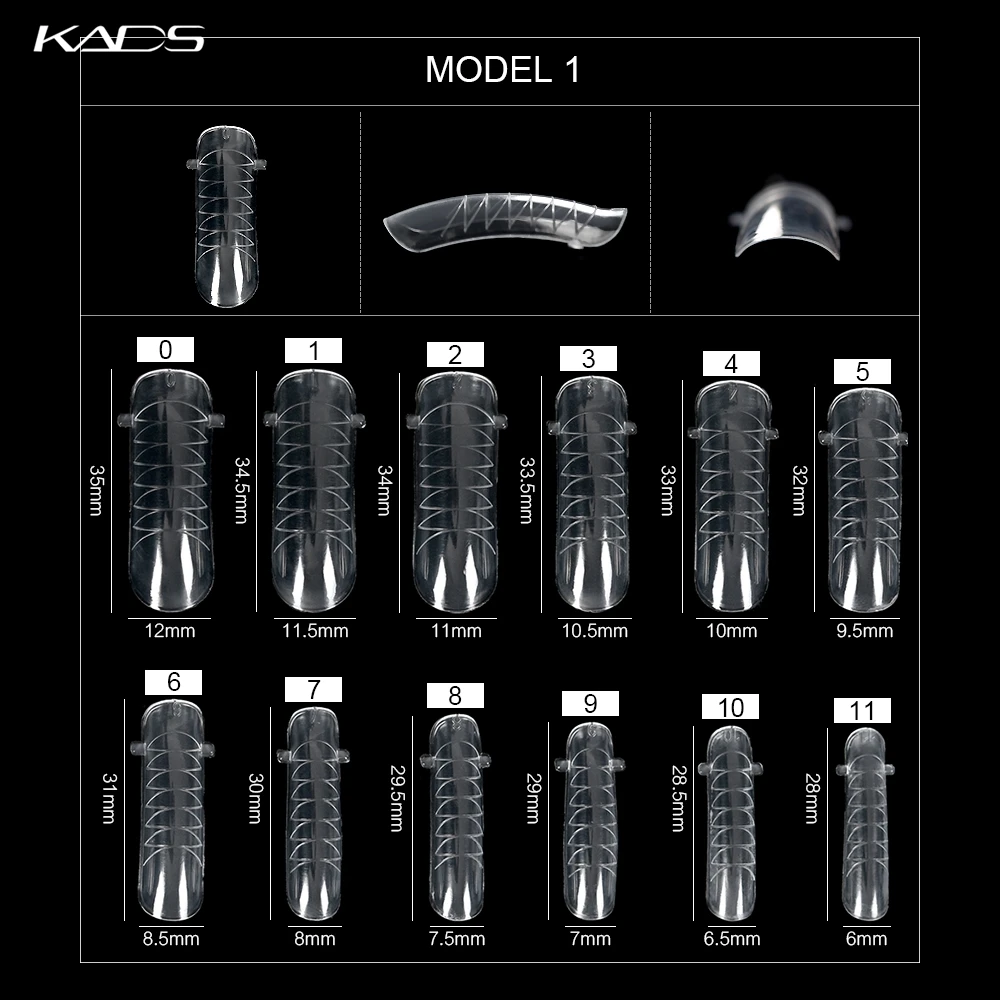 KADS 120 Pcs Quick Building Mold Nail Tips Dual Form False Nails Reusable Clear Manicure Tools for Extension Gel Nail Art