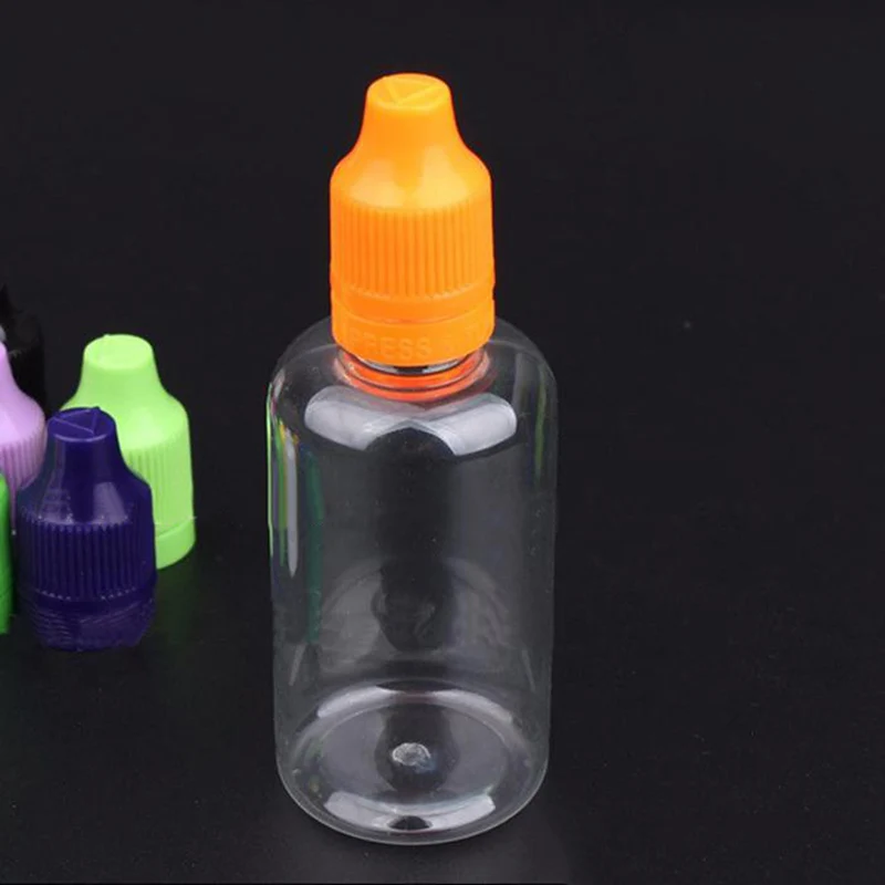 

1000pcs/lot PET 50ml E cig juice liquid bottle 50ml empty plastic bottles with tamper evident cap and long thin dropper tip